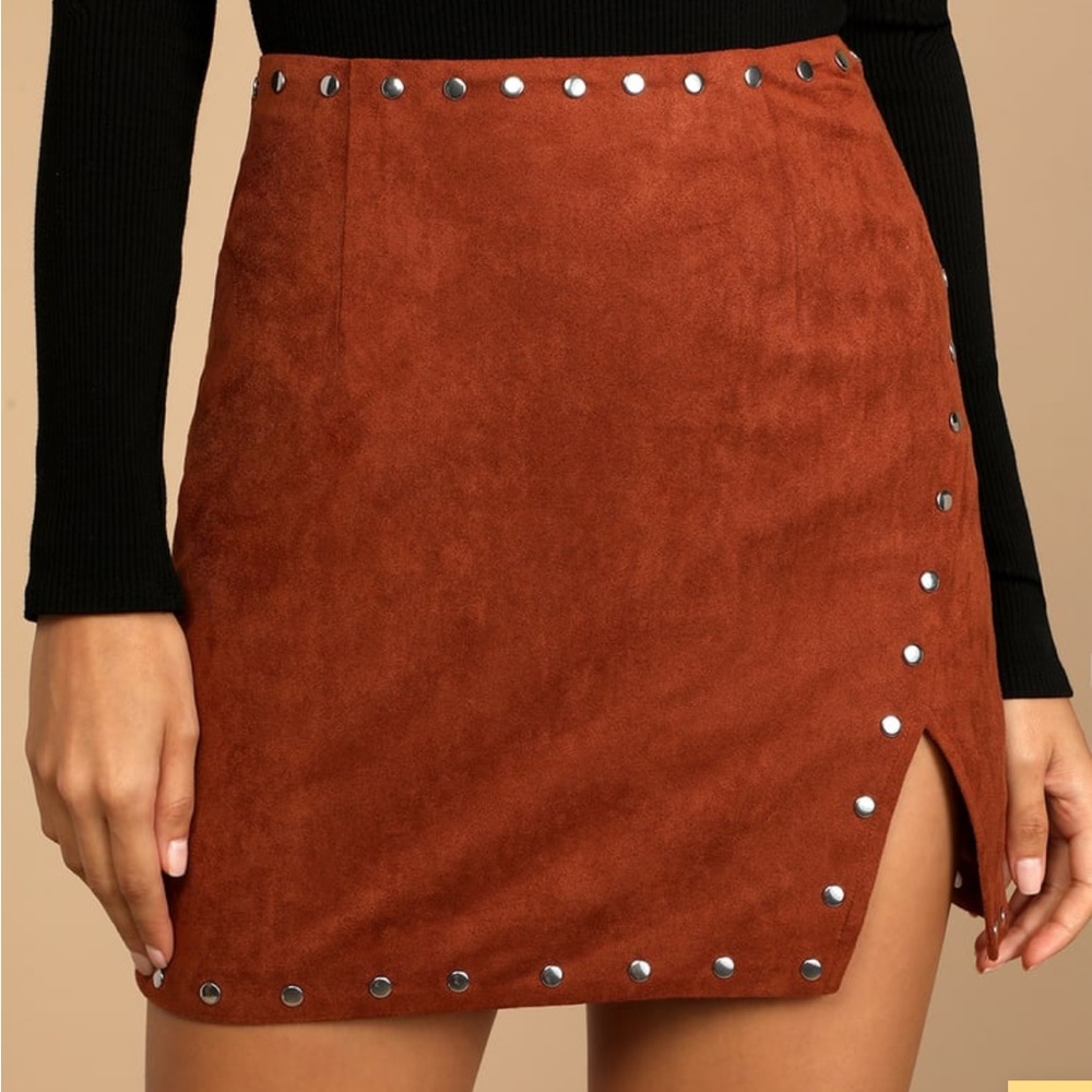 Brown Suede Mini Skirt